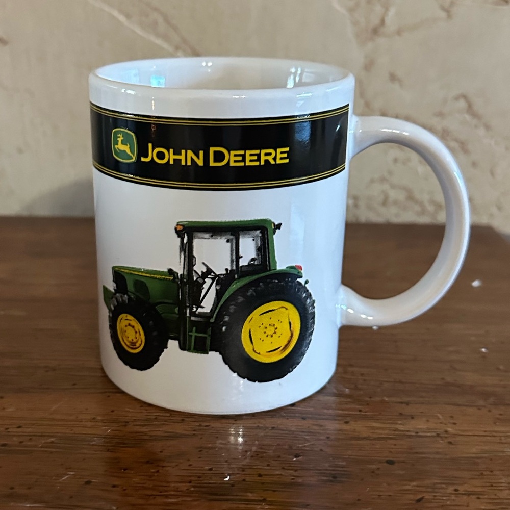 John Deere Green Tractor White Ceramic Coffee Mug Cup